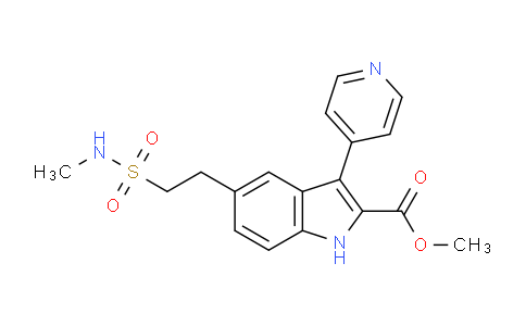 CAS No. 874583-32-1, 1H-Indole-2-carboxylic acid, 5-[2-[(methylamino)sulfonyl]ethyl]-3-(4-pyridinyl)-, methyl ester
