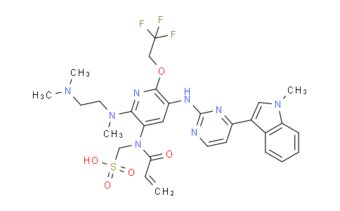 CAS No. 2130958-55-1, N-[2-[2-(dimethylamino)ethyl-methylamino]-5-[[4-(1-methylindol-3-yl)pyrimidin-2-yl]amino]-6-(2,2,2-trifluoroethoxy)pyridin-3-yl]prop-2-enamide;methanesulfonic acid