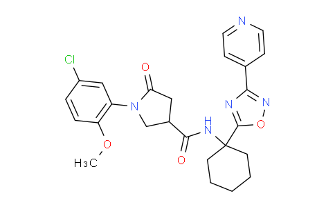 CAS No. 1396679-43-8, 1-(5-Chloro-2-methoxyphenyl)-5-oxo-n-[1-(3-pyridin-4-yl-1,2,4-oxadiazol-5-yl)cyclohexyl]pyrrolidine-3-carboxamide