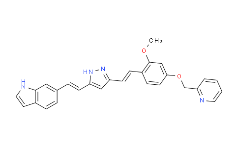 CAS No. 1402727-29-0, 6-((E)-2-(3-((E)-2-Methoxy-4-(pyridin-2-ylmethoxy)styryl)-1h-pyrazol-5-yl)vinyl)-1h-indole