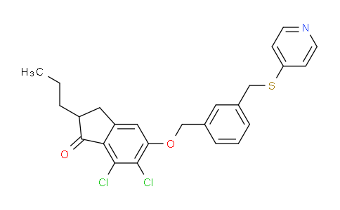 CAS No. 850331-35-0, 6,7-Dichloro-2-propyl-5-((3-((pyridin-4-ylthio)methyl)benzyl)oxy)-2,3-dihydro-1H-inden-1-one