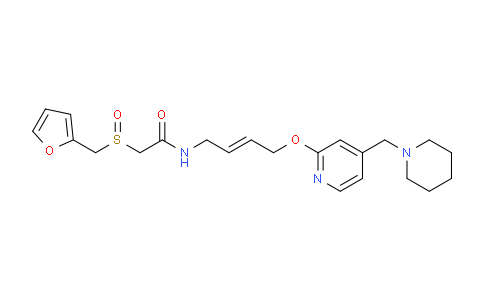 CAS No. 206449-94-7, 2-(furan-2-ylmethylsulfinyl)-N-[(E)-4-[4-(piperidin-1-ylmethyl)pyridin-2-yl]oxybut-2-enyl]acetamide