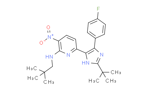 CAS No. 862507-55-9, 6-[2-tert-butyl-4-(4-fluorophenyl)-1H-imidazol-5-yl]-N-(2,2-dimethylpropyl)-3-nitropyridin-2-amine