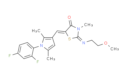 CAS No. 1345858-76-5, (5Z)-5-[[1-(2,4-difluorophenyl)-2,5-dimethylpyrrol-3-yl]methylidene]-2-(2-methoxyethylimino)-3-methyl-1,3-thiazolidin-4-one