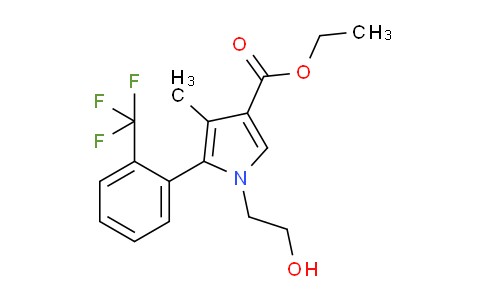 CAS No. 1631030-77-7, 1H-Pyrrole-3-carboxylic acid, 1-(2-hydroxyethyl)-4-methyl-5-[2-(trifluoromethyl)phenyl]-, ethyl ester