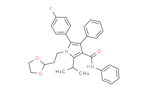 CAS No. 110862-45-8, 1H-Pyrrole-3-carboxamide, 1-[2-(1,3-dioxolan-2-yl)ethyl]-5-(4-fluorophenyl)-2-(1-methylethyl)-N,4-diphenyl-