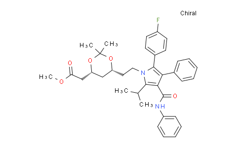 CAS No. 1353049-81-6, methyl 2-((4R,6R)-6-(2-(2-(4-fluorophenyl)-5-isopropyl-3-phenyl-4- (phenylcarbamoyl)-1H-pyrrol-1-yl)ethyl)-2,2-dimethyl-1,3-dioxan-4- yl)acetate