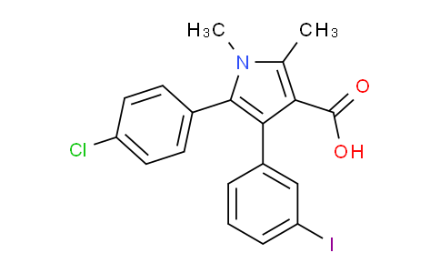 CAS No. 1305320-66-4, 5-(4-Chlorophenyl)-4-(3-iodophenyl)-1,2-dimethyl-1H-pyrrole-3-carboxylic acid
