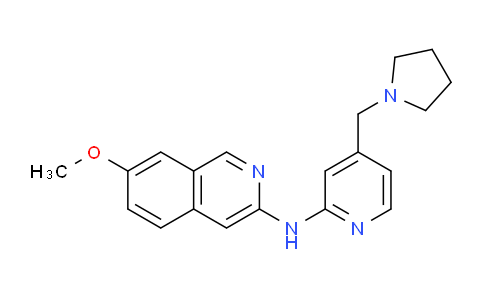 CAS No. 1204701-84-7, 7-methoxy-N-(4-(pyrrolidin-1-ylmethyl)pyridin-2-yl)isoquinolin-3-amine