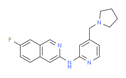 CAS No. 1204701-87-0, 7-fluoro-N-(4-(pyrrolidin-1-ylmethyl)pyridin-2-yl)isoquinolin-3-amine