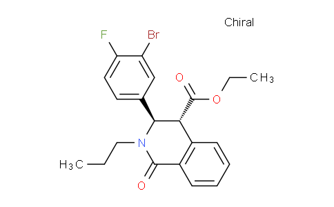 CAS No. 1260606-50-5, ethyl (3R,4R)-3-(3-bromo-4-fluorophenyl)-1-oxo-2-propyl-1,2,3,4-tetrahydroisoquinoline-4-carboxylate
