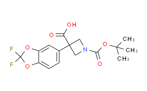 CAS No. 1956340-87-6, 1-(tert-Butoxycarbonyl)-3-(2,2-difluorobenzo[d][1,3]dioxol-5-yl)azetidine-3-carboxylic acid