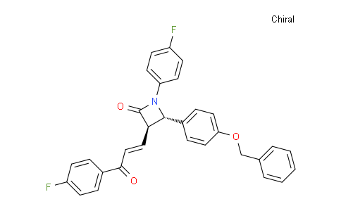 DY720512 | 231301-01-2 | (3R,4S)-4-(4-(benzyloxy)phenyl)-1-(4-fluorophenyl)-3-((E)-3-(4-fluorophenyl)-3-oxoprop-1-en-1-yl)azetidin-2-one