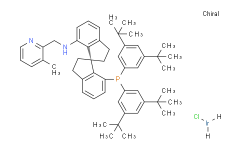 CAS No. 1396201-63-0, Chlorodihydrido{(R)-(+)-7-Bis(3,5-di-t-butylphenyl)phosphino-7'-[(3-methylpyridine-2-ylmethyl)amino]-2,2',3,3'-tetrahydro-1,1'-spirobiindane}iridium(III)