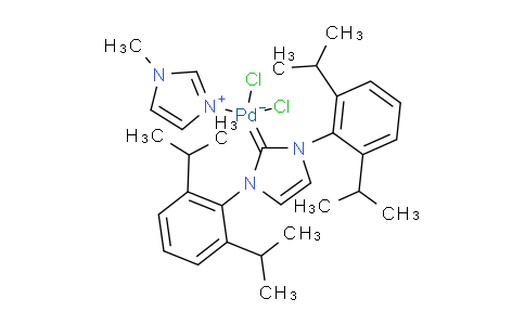 CAS No. 1314876-23-7, Palladium, [1,3-bis[2,6-bis(1-methylethyl)phenyl]-1,3-dihydro-2H-imidazol-2-ylidene]dichloro(1-methyl-1H-imidazole-kN3)-, (SP-4-1)-