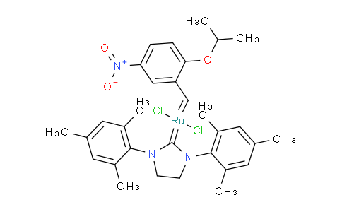 CAS No. 502964-52-5, (1,3-dimesitylimidazolidin-2-ylidene)(2-isopropoxy-5-nitrobenzylidene)ruthenium(VI) chloride