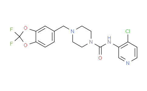 CAS No. 1346528-50-4, N-(4-chloropyridin-3-yl)-4-((2,2-difluorobenzo[d][1,3]dioxol-5-yl)methyl)piperazine-1-carboxamide