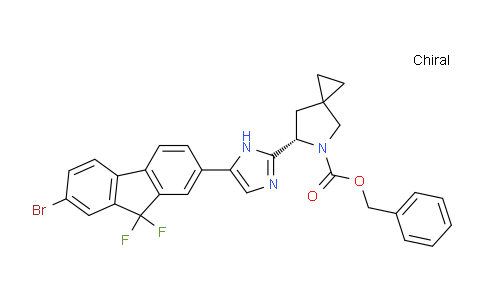 CAS No. 1256388-49-4, (S)-Benzyl 6-(5-(7-bromo-9,9-difluoro-9H-fluoren-2-yl)-1H-imidazol-2-yl)-5-azaspiro[2.4]heptane-5-carboxylate