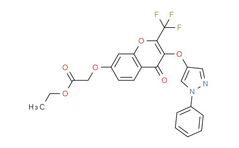 CAS No. 618879-90-6, Ethyl 2-((4-oxo-3-((1-phenyl-1H-pyrazol-4-yl)oxy)-2-(trifluoromethyl)-4H-chromen-7-yl)oxy)acetate