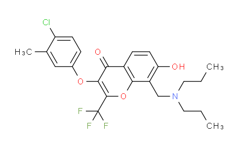 CAS No. 685861-44-3, 3-(4-Chloro-3-methylphenoxy)-8-((dipropylamino)methyl)-7-hydroxy-2-(trifluoromethyl)-4H-chromen-4-one