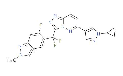CAS No. 1440964-89-5, 6-(1-cyclopropylpyrazol-4-yl)-3-[difluoro-(6-fluoro-2-methylindazol-5-yl)methyl]-[1,2,4]triazolo[4,3-b]pyridazine