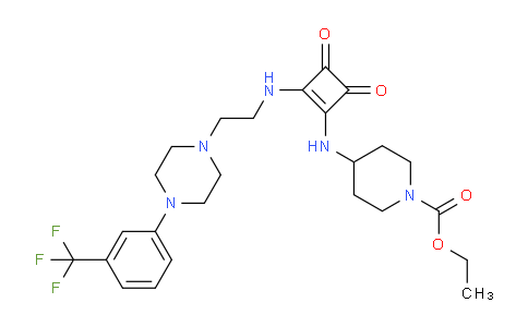 CAS No. 2101958-02-3, Ethyl 4-((3,4-dioxo-2-((2-(4-(3-(trifluoromethyl)-phenyl)- piperazin-1-yl)-ethyl)-amino)-cyclobut-1-en-1-yl)-amino)- piperidine-1-carboxylate