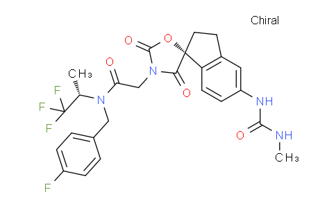 DY721786 | 1889279-16-6 | N-(4-Fluorobenzyl)-2-((R)-5-(3-methylureido)-2',4'-dioxo- 2,3-dihydrospiro[indene-1,5'-oxazolidin]-3'-yl)-N-((S)- 1,1,1-trifluoropropan-2-yl)acetamide