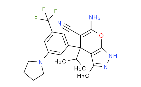 CAS No. 2102681-49-0, 6-Amino-4-isopropyl-3-methyl-4-(3-(pyrrolidin-1-yl)-5- (trifluoromethyl)phenyl)-1,4-dihydropyrano[2,3- c]pyrazole-5-carbonitrile