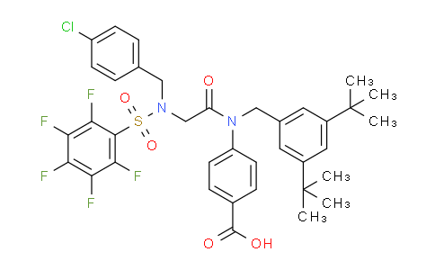 CAS No. 1834571-82-2, 4-[[2-[(4-chlorophenyl)methyl-(2,3,4,5,6-pentafluorophenyl)sulfonylamino]acetyl]-[(3,5-ditert-butylphenyl)methyl]amino]benzoic acid