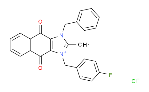 CAS No. 2361988-77-2, 1-Benzyl-3-(4-fluorobenzyl)-2-methyl-4,9-dioxo-4,9- dihydro-1H-naphtho[2,3-d]imidazol-3-ium chloride
