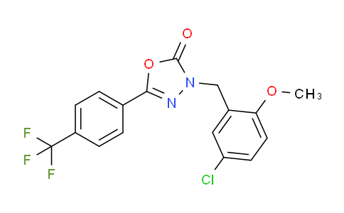 CAS No. 202822-68-2, 3-(5-chloro-2-methoxybenzyl)-5-(4-(trifluoromethyl)phenyl)-1,3,4-oxadiazol-2(3H)-one