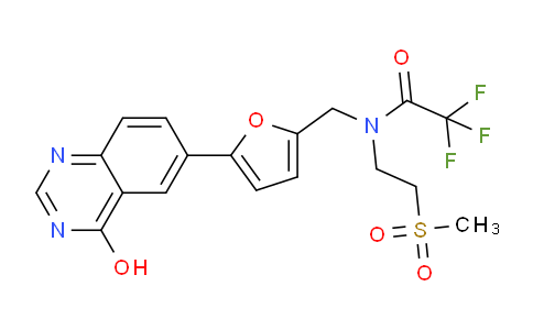 CAS No. 1618648-57-9, 2,2,2-trifluoro-N-((5-(4-hydroxyquinazolin-6-yl)furan-2-yl)methyl)-N-(2-(methylsulfonyl)ethyl)acetamide