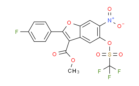 CAS No. 1331942-96-1, methyl 2-(4-fluorophenyl)-6-nitro-5-(((trifluoromethyl)sulfonyl)oxy)benzofuran-3-carboxylate