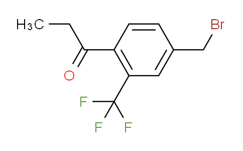 CAS No. 1806371-19-6, 1-(4-(Bromomethyl)-2-(trifluoromethyl)phenyl)propan-1-one