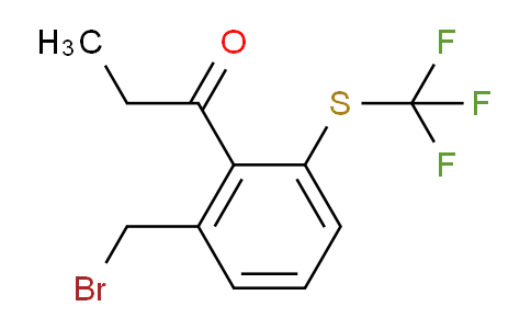 CAS No. 1803861-75-7, 1-(2-(Bromomethyl)-6-(trifluoromethylthio)phenyl)propan-1-one