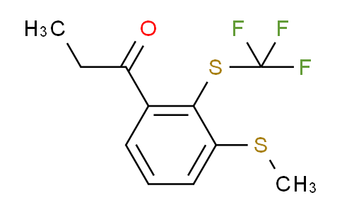 CAS No. 1804072-87-4, 1-(3-(Methylthio)-2-(trifluoromethylthio)phenyl)propan-1-one