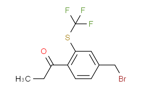 CAS No. 1805698-98-9, 1-(4-(Bromomethyl)-2-(trifluoromethylthio)phenyl)propan-1-one