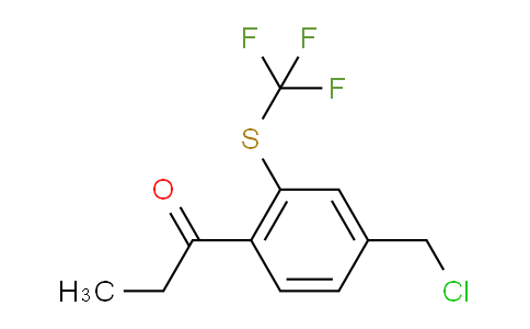 CAS No. 1803718-94-6, 1-(4-(Chloromethyl)-2-(trifluoromethylthio)phenyl)propan-1-one