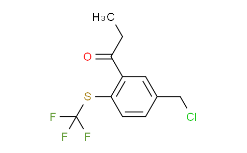 CAS No. 1805743-46-7, 1-(5-(Chloromethyl)-2-(trifluoromethylthio)phenyl)propan-1-one