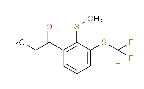 CAS No. 1805748-50-8, 1-(2-(Methylthio)-3-(trifluoromethylthio)phenyl)propan-1-one