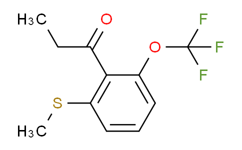 CAS No. 1805696-31-4, 1-(2-(Methylthio)-6-(trifluoromethoxy)phenyl)propan-1-one