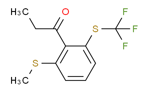 CAS No. 1805843-40-6, 1-(2-(Methylthio)-6-(trifluoromethylthio)phenyl)propan-1-one