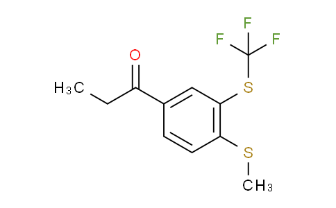 CAS No. 1805887-17-5, 1-(4-(Methylthio)-3-(trifluoromethylthio)phenyl)propan-1-one
