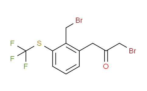 CAS No. 1804233-73-5, 1-Bromo-3-(2-(bromomethyl)-3-(trifluoromethylthio)phenyl)propan-2-one