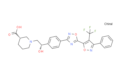 CAS No. 1265321-86-5, (S)-1-((S)-2-Hydroxy-2-(4-(5-(3-phenyl-4-(trifluoromethyl)isoxazol-5-yl)-1,2,4-oxadiazol-3-yl)phenyl)ethyl)piperidine-3-carboxylic acid