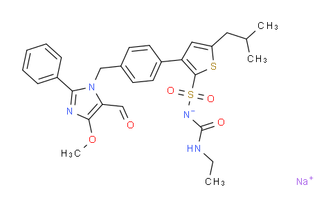 CAS No. 306288-04-0, sodium (ethylcarbamoyl)((3-(4-((5-formyl-4-methoxy-2-phenyl-1H-imidazol-1-yl)methyl)phenyl)-5-isobutylthiophen-2-yl)sulfonyl)amide