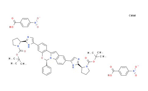 CAS No. 1585969-26-1, di-tert-Butyl 2,2'-(((S)-6-phenyl-6H-benzo[5,6][1,3]oxazino[3,4-a]indole-3,10-diyl)bis(1H-imidazole-5,2-diyl))(2S,2'S)-bis(pyrrolidine-1-carboxylate) 4-nitrobenzoate