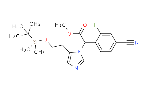CAS No. 1567653-71-7, methyl 2-[5-[2-[tert-butyl(dimethyl)silyl]oxyethyl]imidazol-1-yl]-2-(4-cyano-2-fluorophenyl)acetate
