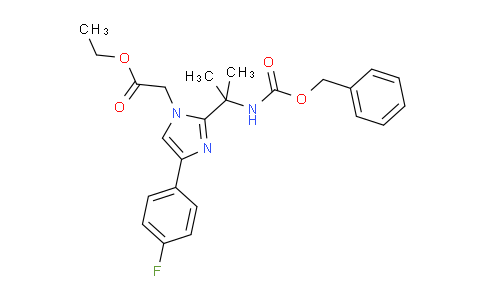 CAS No. 1261118-03-9, ethyl 2-(2-(2-(((benzyloxy)carbonyl)amino)propan-2-yl)-4-(4-fluorophenyl)-1H-imidazol-1-yl)acetate