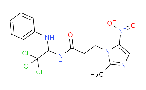 CAS No. 300815-04-7, 3-(2-Methyl-5-nitro-imidazol-1-yl)-N-(2,2,2-trichloro-1-phenylamino-ethyl)-propionamide